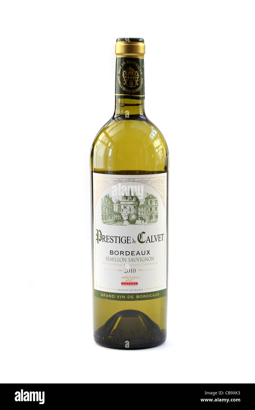 white wine prestige and calvet bordeaux semillon sauvignon Stock Photo