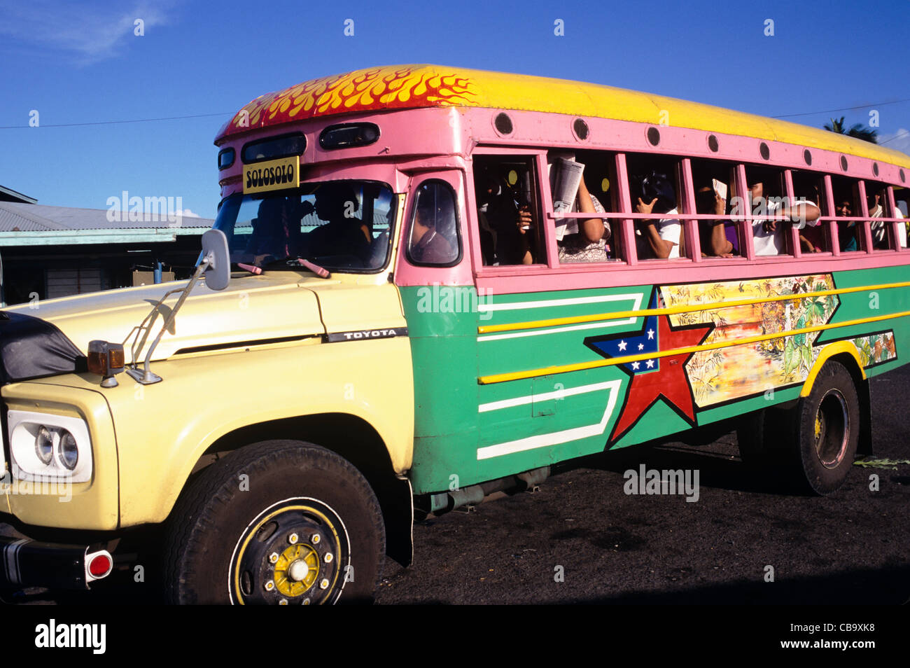 Western Samoa, Upolu Island bus transportation Stock Photo - Alamy