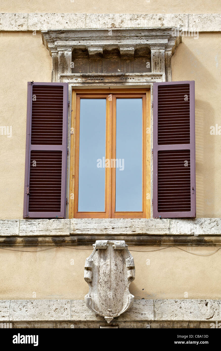 Window of Florence with Carved Stone Molding Stock Photo