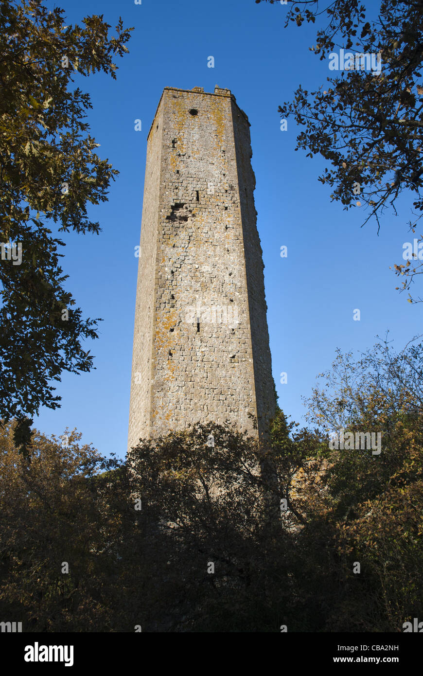 The so called Tower of Chia in the ancient medieval settlement of Colle Casale, province of Viterbo, Italy. Stock Photo