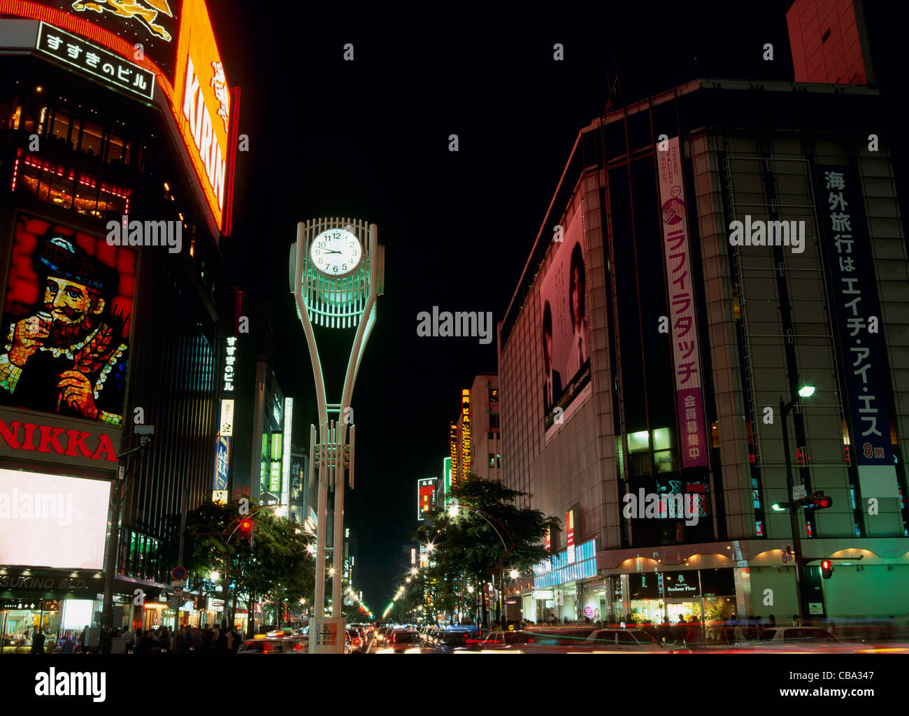 Night View Of Susukino Sapporo Hokkaido Japan Stock Photo Alamy