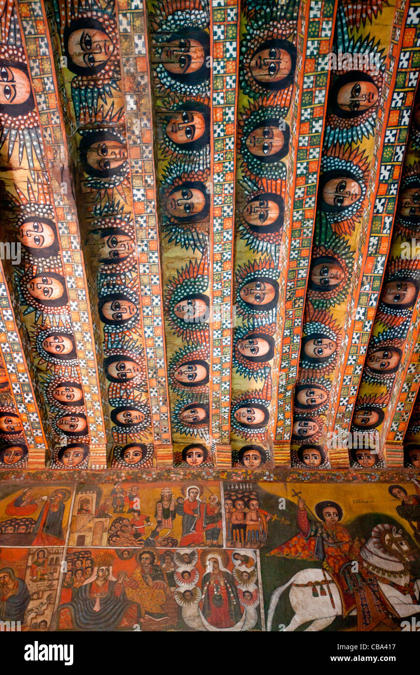 Stunning examples of traditional Ethiopian art cover the walls and
