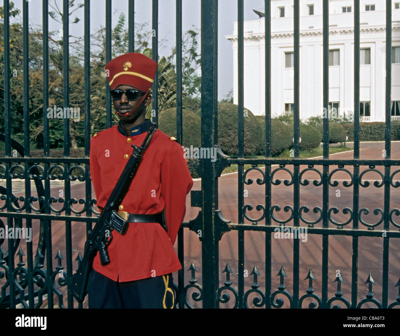 guard outside presidential palace in Dakar, Senegal Stock Photo