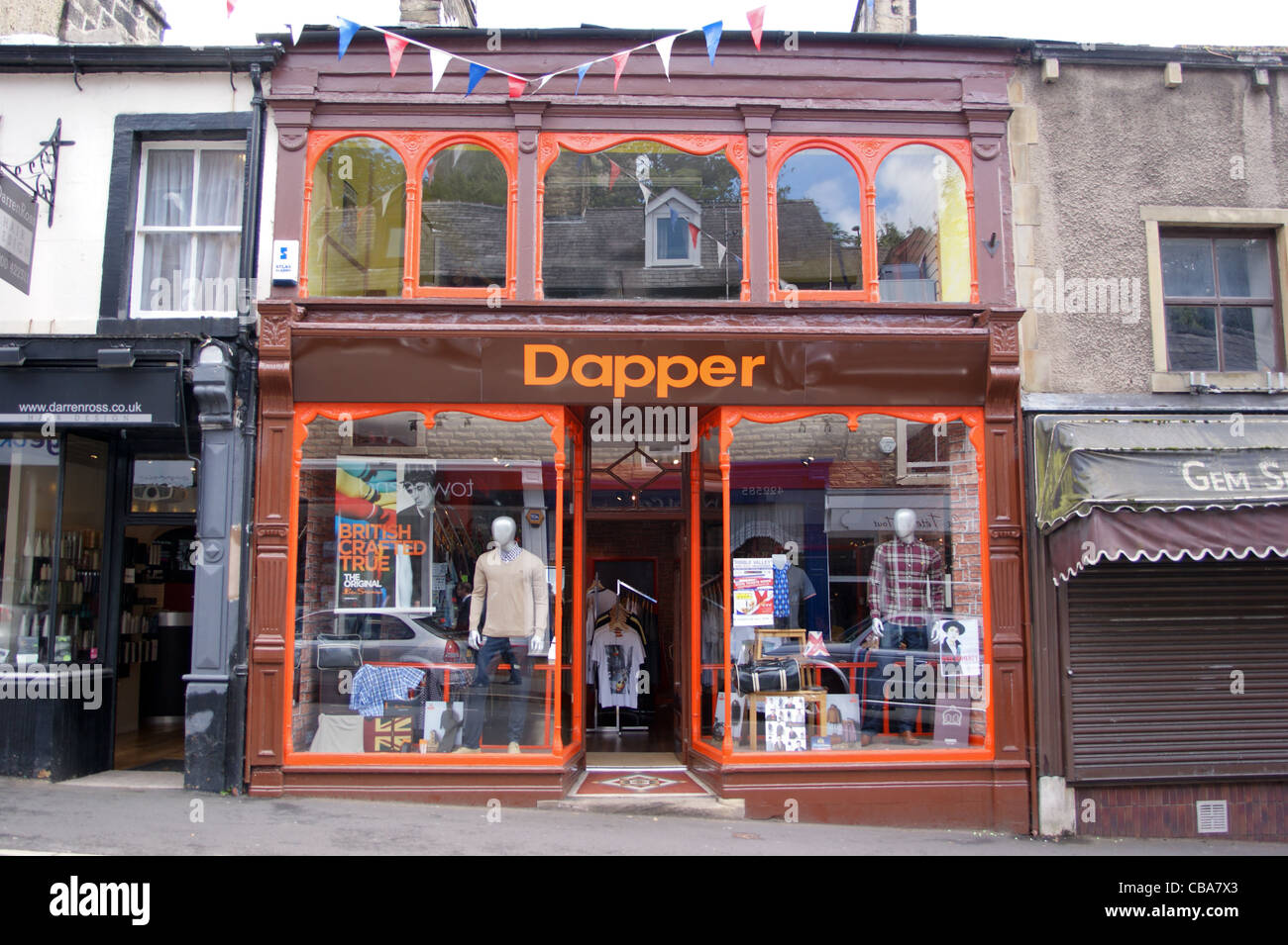 'Dapper', shopfront of gents' outfitters, Clitheroe, Lancashire Stock Photo