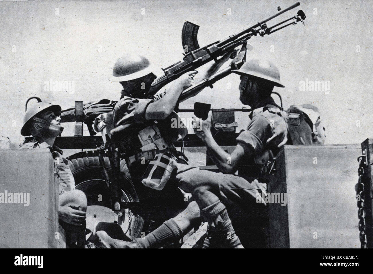 British Bren gun team in action against aircraft. Bren was the mainstay