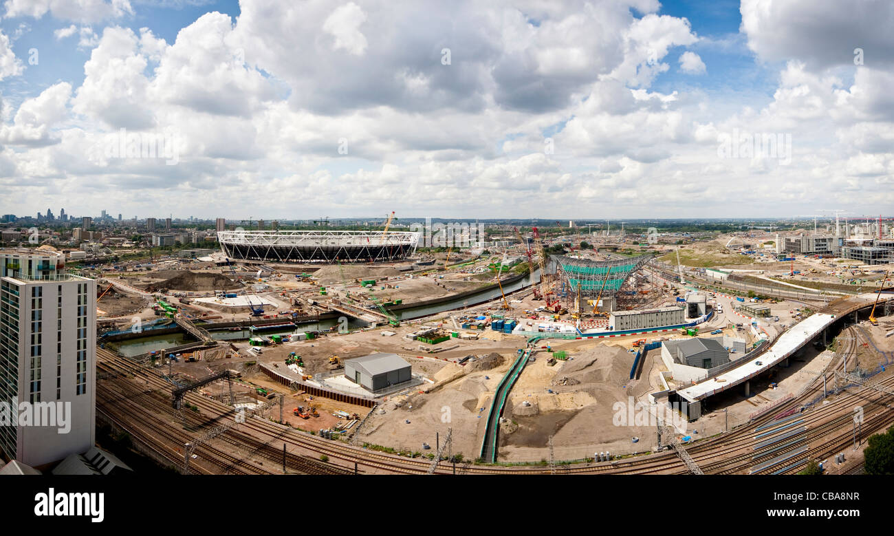 July 2009 - Olympic Park, London - Olympic Stadium and Aquatics Centre under construction Stock Photo