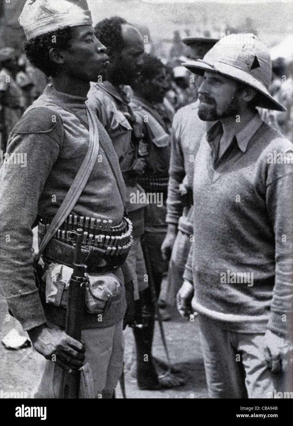 Major-General Orde Wingate, DSO, Commander of the British special forces Chindits in Burma WW11, inspects an African Soldier Stock Photo
