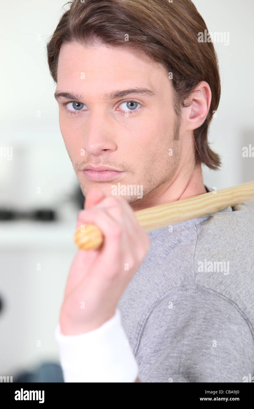 Handsome Blue Eyed Young Man Doing Stretching Exercises Stock