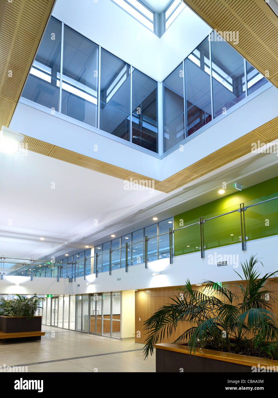 Modern commercial interior foyer featuring daylight atrium Stock Photo