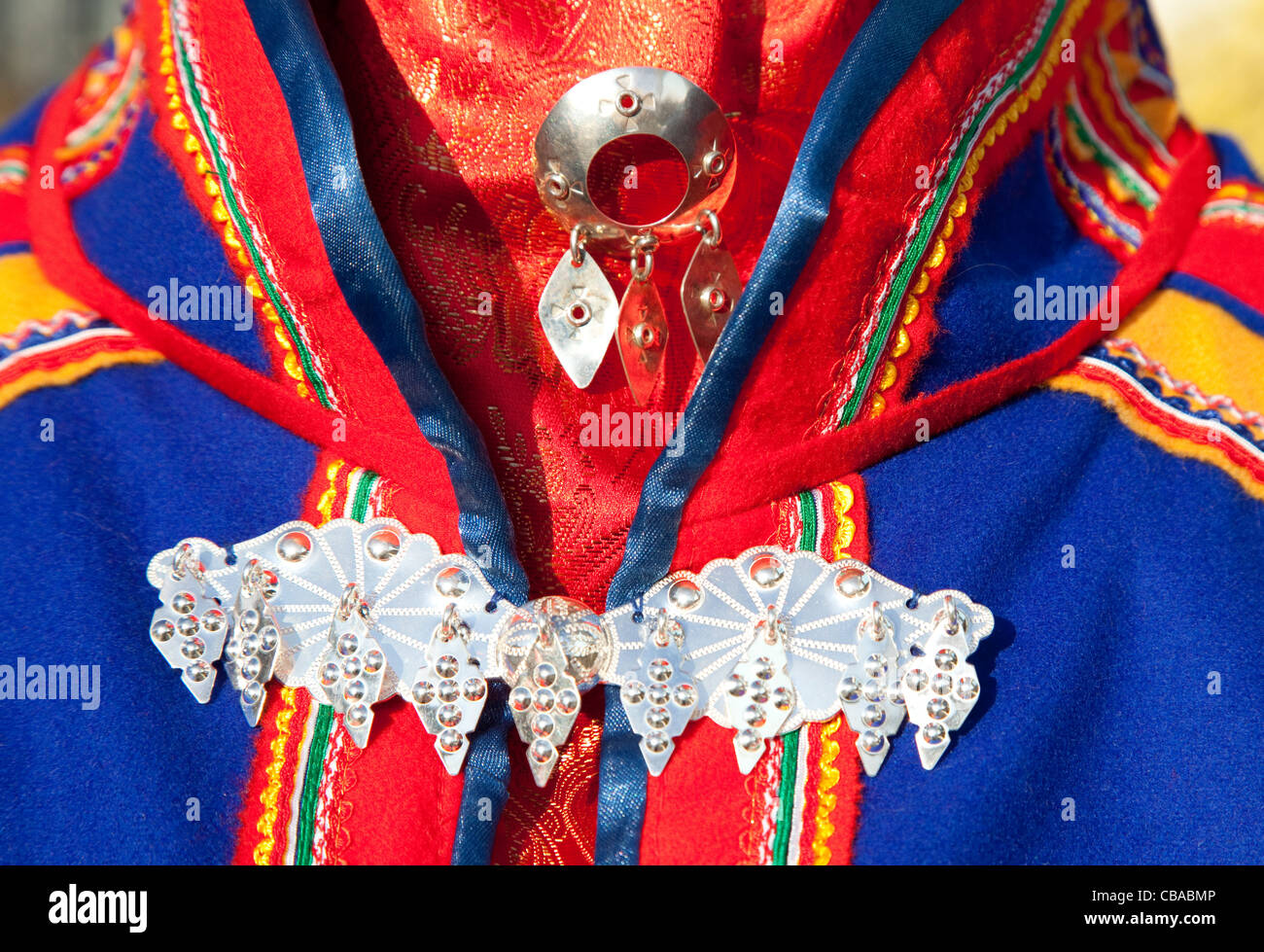 Detail of indigenous Saami traditional costume from Sweden Stock Photo