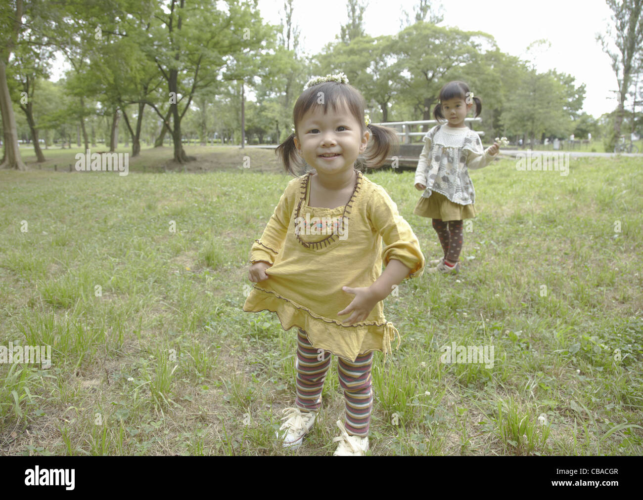 Girl with garland on her head Stock Photo Alamy