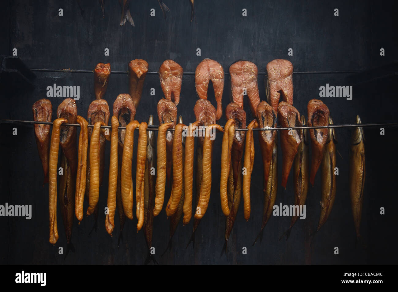 Fish smoking hanging hi-res stock photography and images - Alamy
