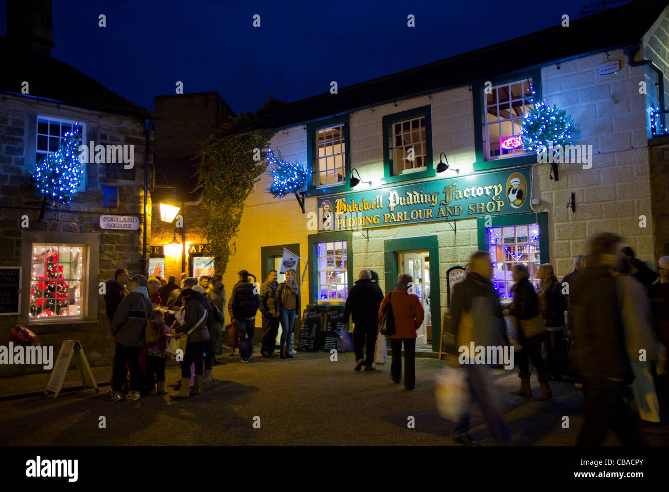 Bakewell a Peak district village in Derbyshire during Christmas light