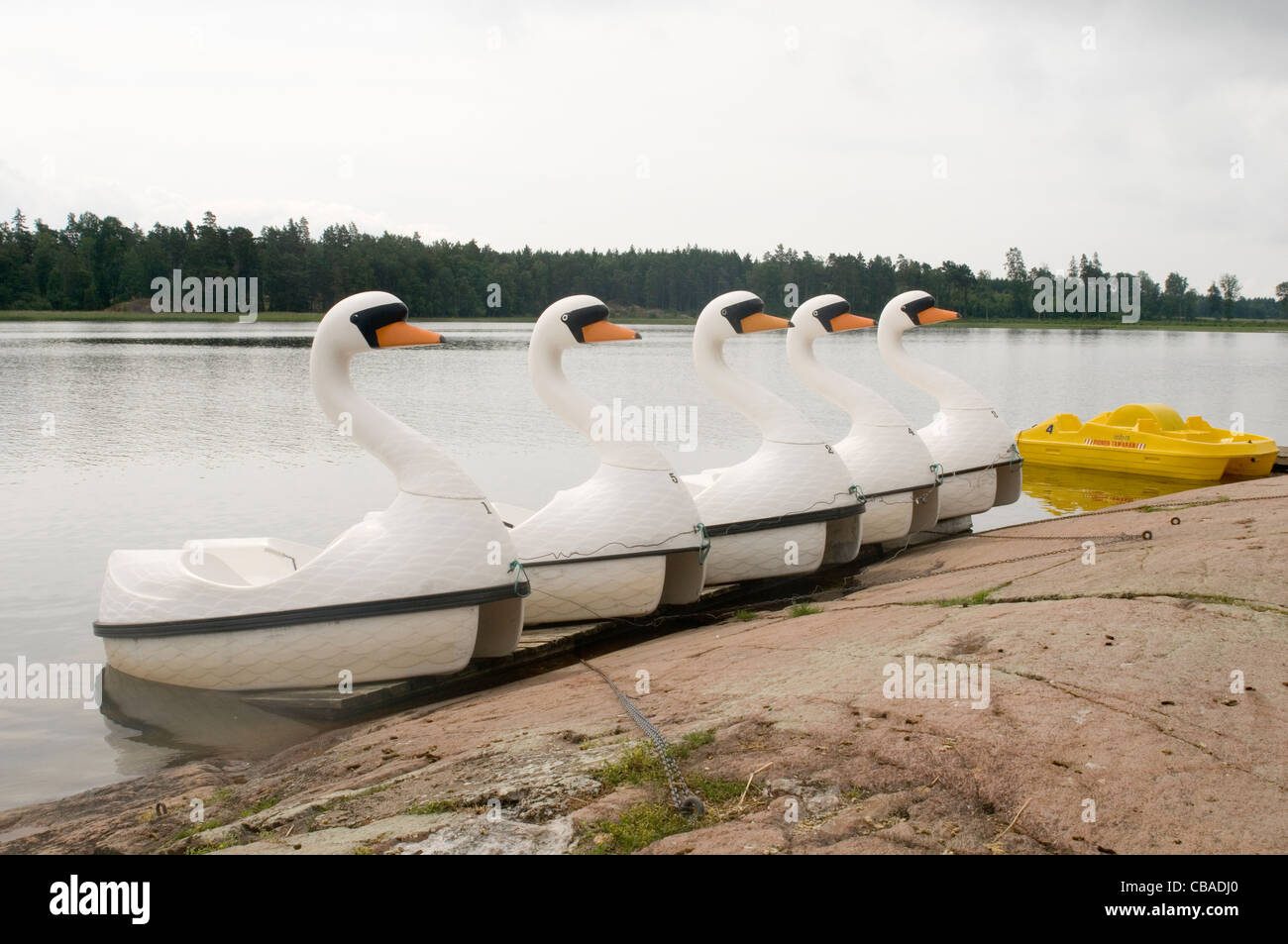 pedalo pedalos pedalo's swan swans Stock Photo