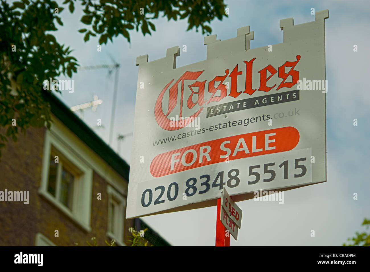 For sale sign in the North London Suburbs. Stock Photo