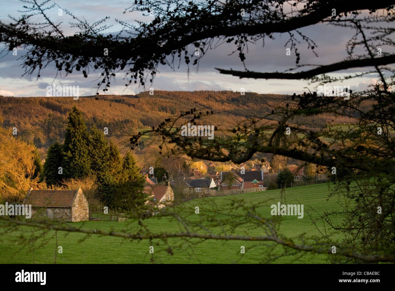 Osmotherley Village from Ruebury Lane North Yorkshire Moors England