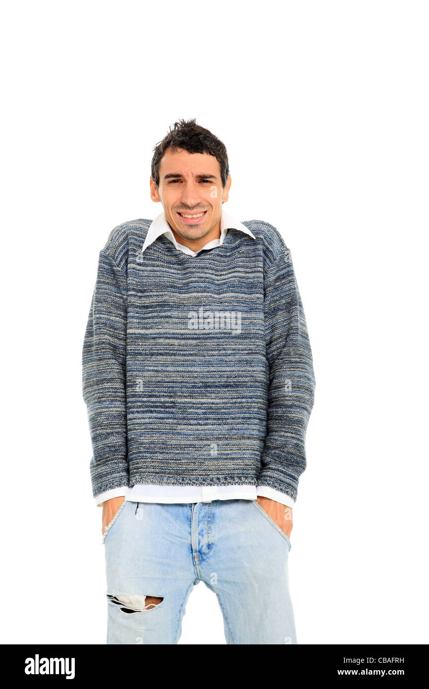 young casual man isolated on white background Stock Photo - Alamy