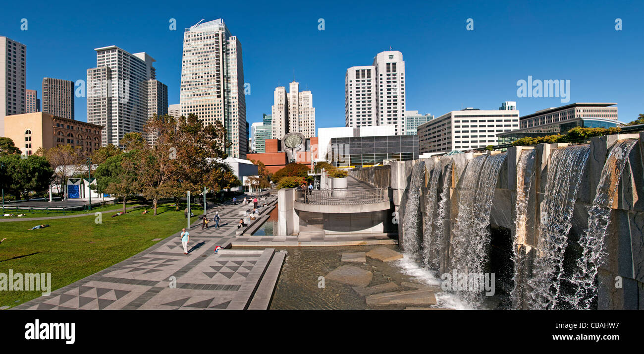 Yerba Buena Gardens cultural heart public parks 3-4 Mission and Folsom Streets downtown San Francisco California USA Stock Photo