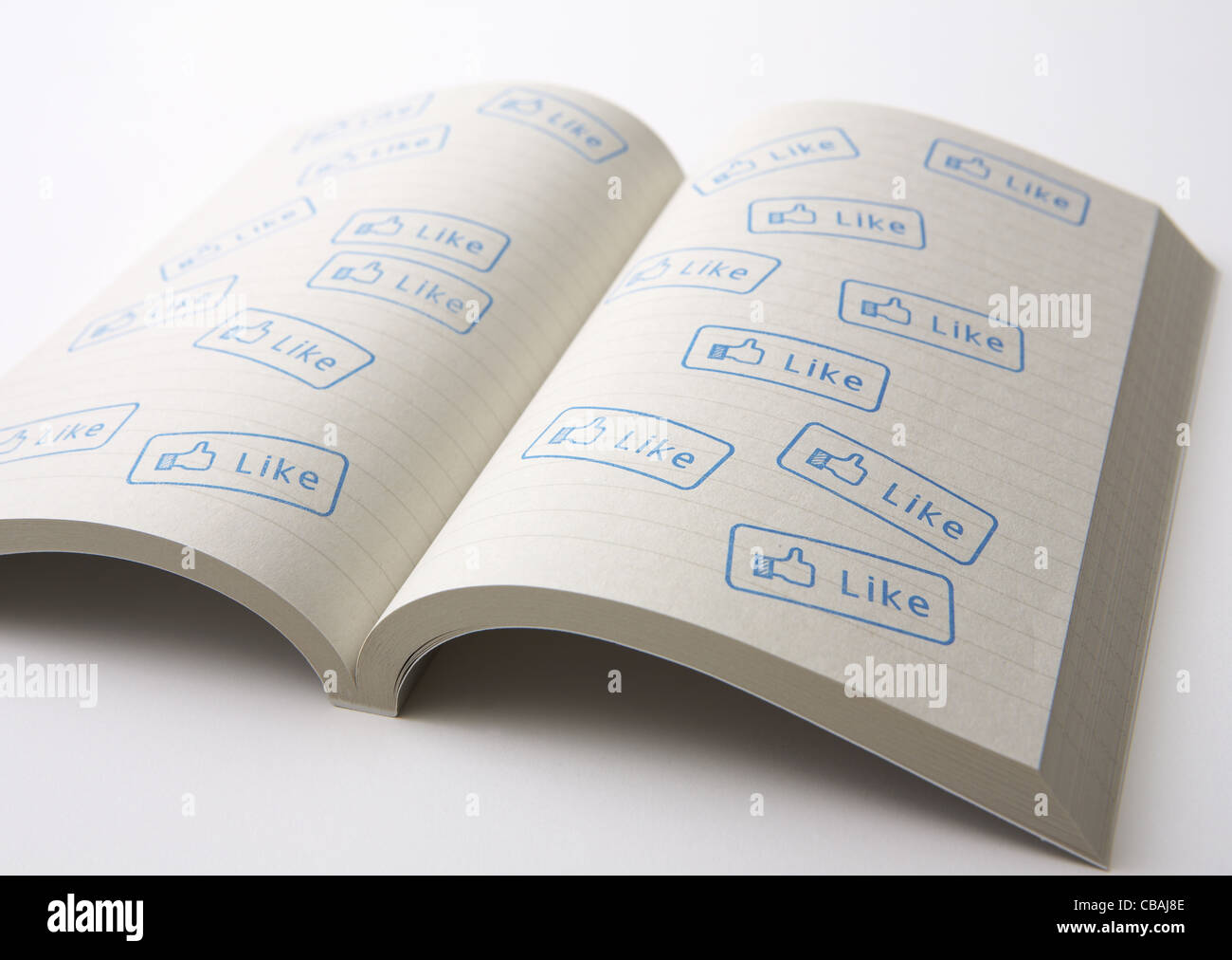 Notebook with "like" stamps Stock Photo Alamy