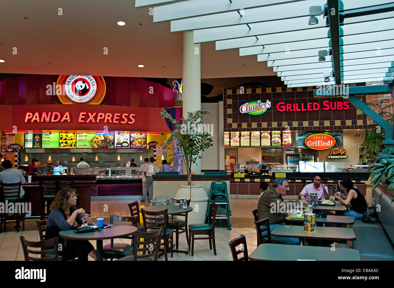 Panda Express Grilled Subs Fast Food Shopping Mall Food Court United States Stock Photo