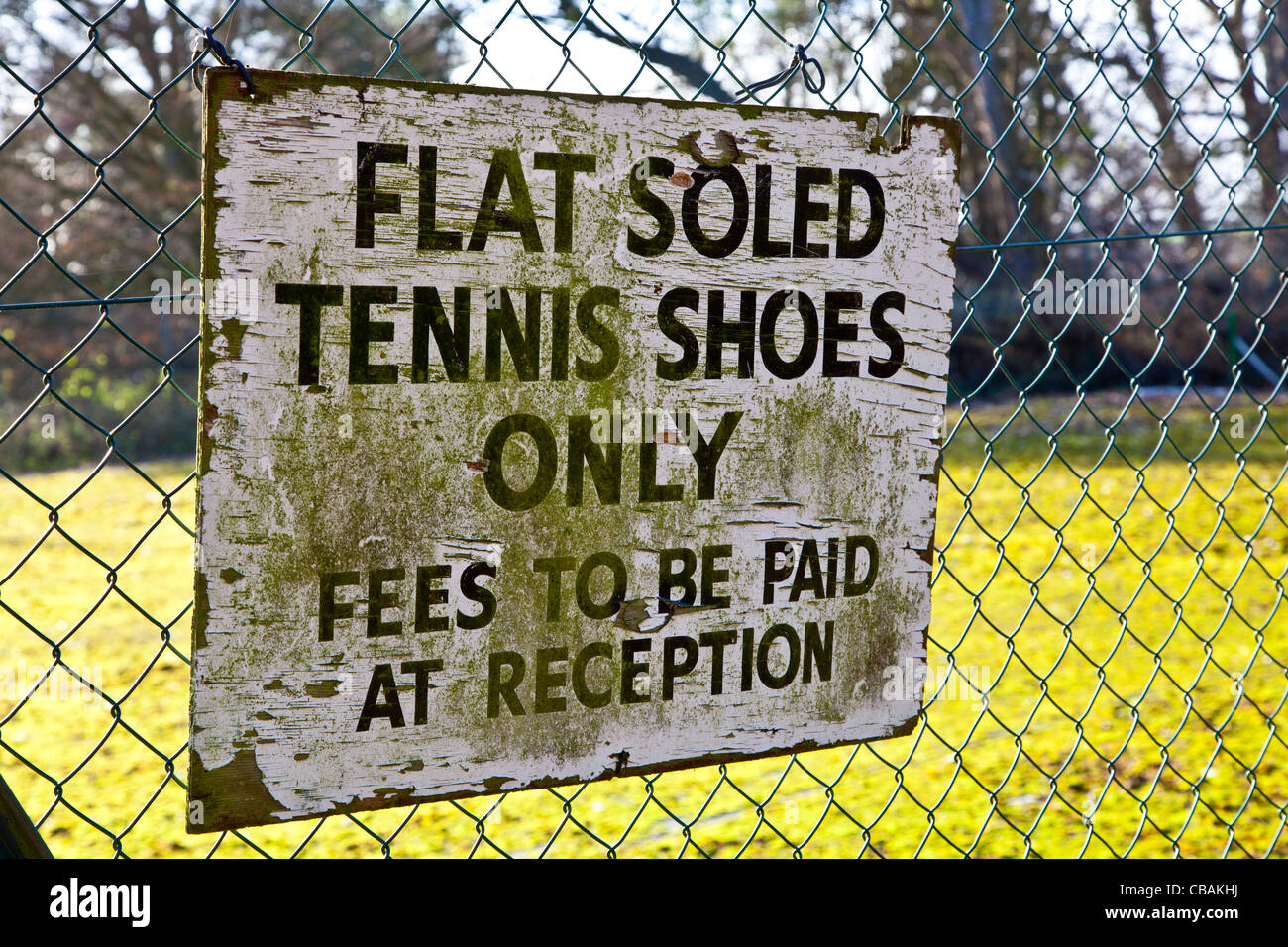 Disused tennis court Stock Photo