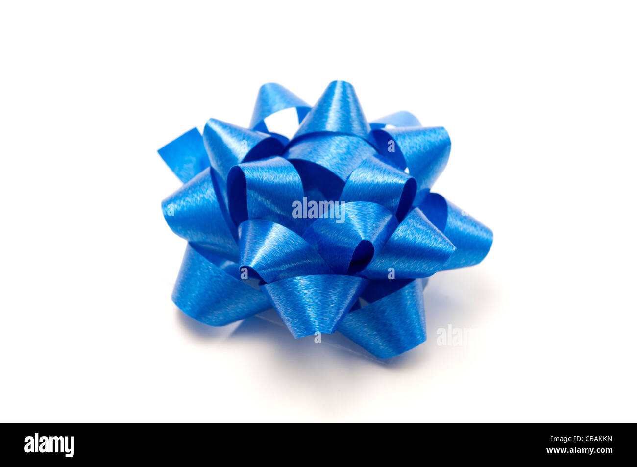 Blue ribbon a white background Stock Photo