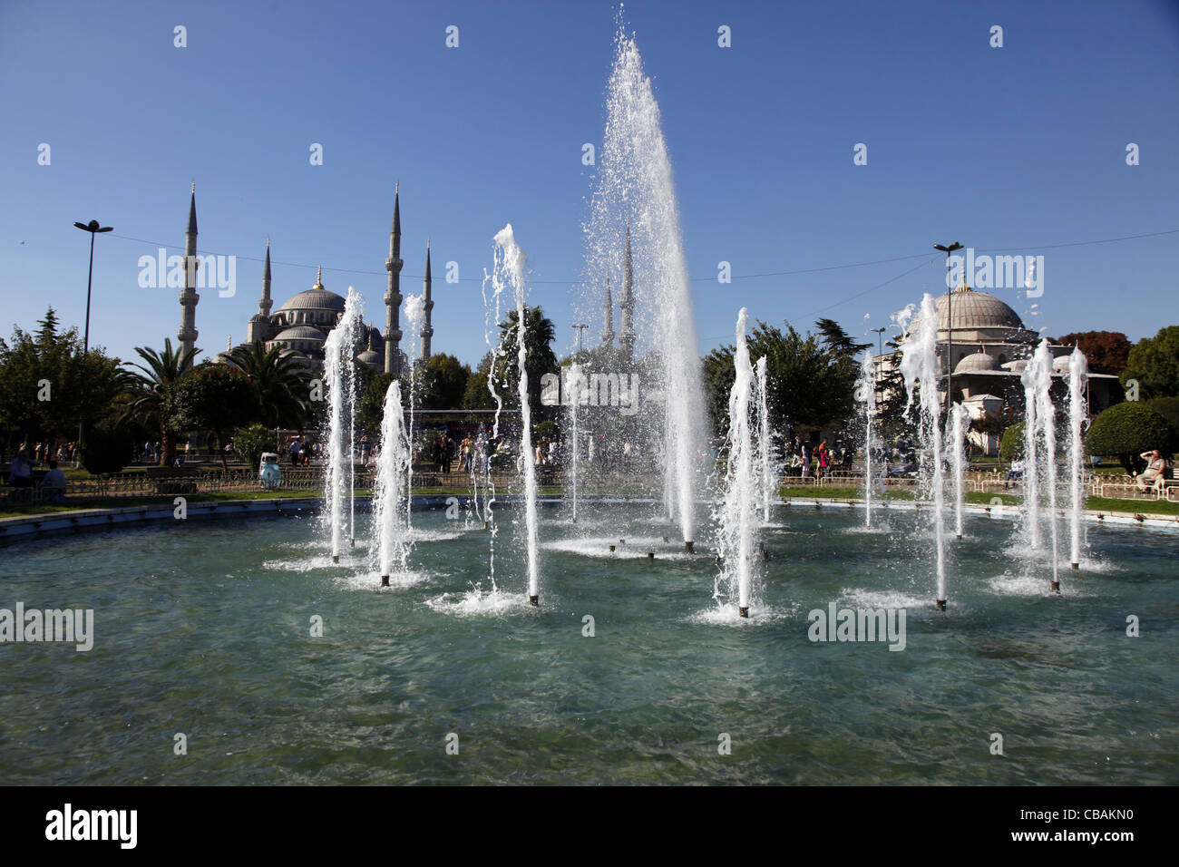 FOUNTAIN AT BLUE MOSQUE SULTAN AHMET CAMII SULTANAHMET ISTANBUL TURKEY ...
