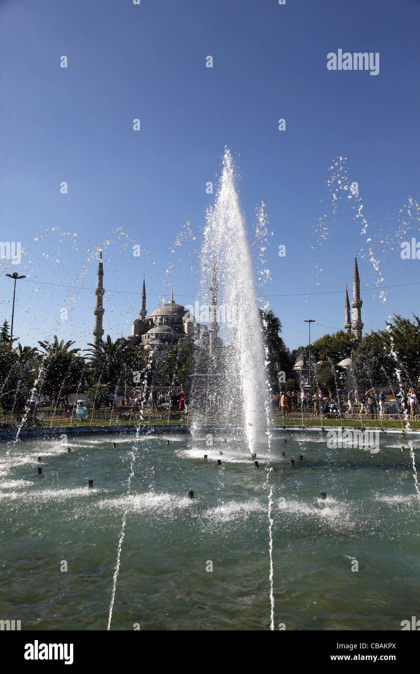 FOUNTAIN AT BLUE MOSQUE SULTAN AHMET CAMII SULTANAHMET ISTANBUL TURKEY ...