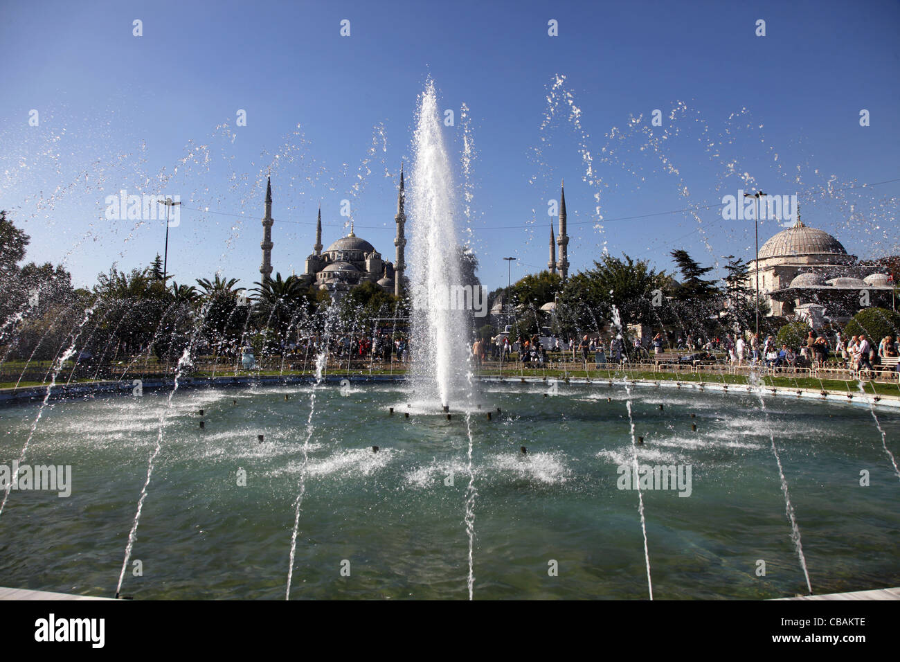 FOUNTAIN AT BLUE MOSQUE SULTAN AHMET CAMII SULTANAHMET ISTANBUL TURKEY ...