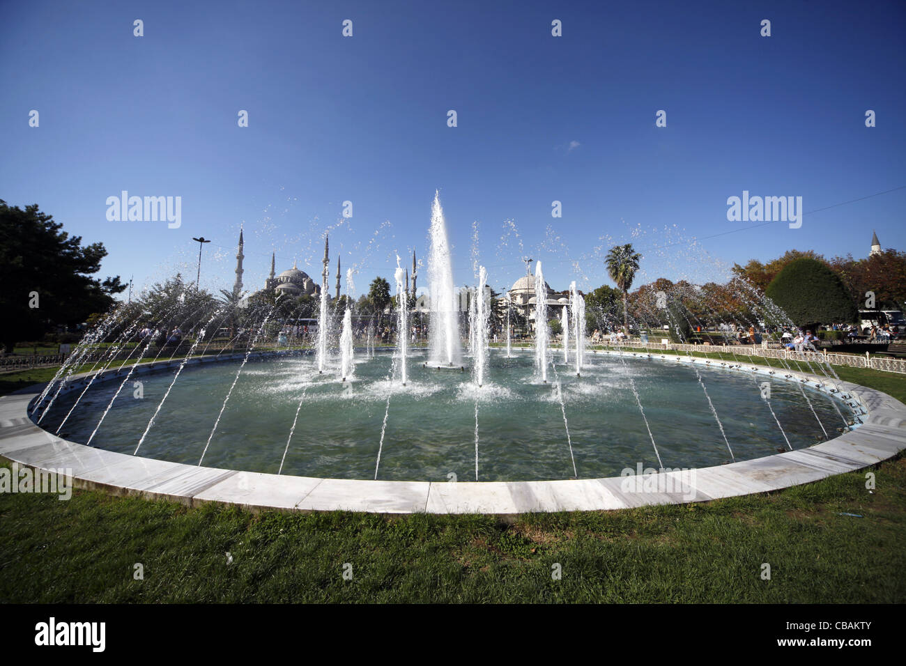 FOUNTAIN AT BLUE MOSQUE SULTAN AHMET CAMII SULTANAHMET ISTANBUL TURKEY ...
