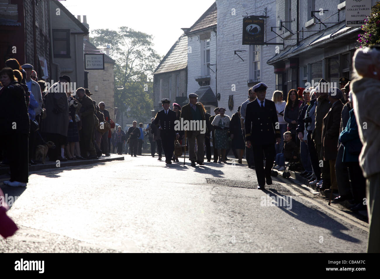 REENACTING 1940S OFFICERS ON STREET PICKERING NORTH YORKSHIRE 15 October 2011 Stock Photo