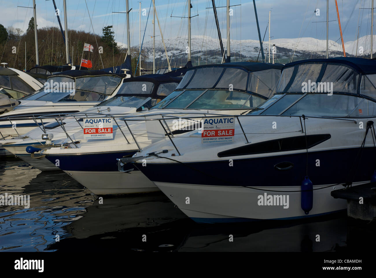 Boats in Bowness Marina, Lake Windermere, Lake District National Park