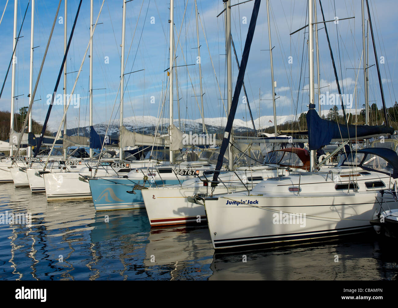 Boats in Bowness Marina, Lake Windermere, Lake District National Park