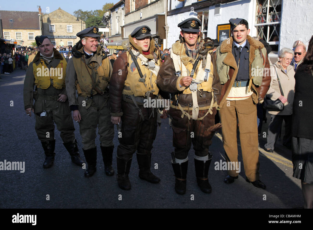 1940'S RAF BOMBER AIR CREW PICKERING NORTH YORKSHIRE 15 October 2011 Stock Photo