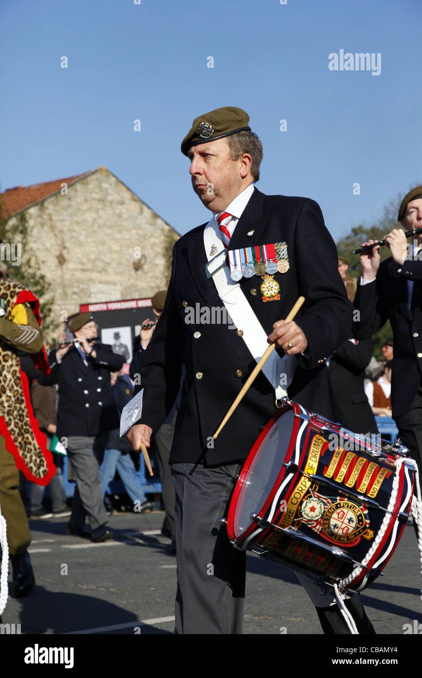 YORKSHIRE CORPS OF DRUMS MEMBER PICKERING NORTH YORKSHIRE 15 October 2011 Stock Photo