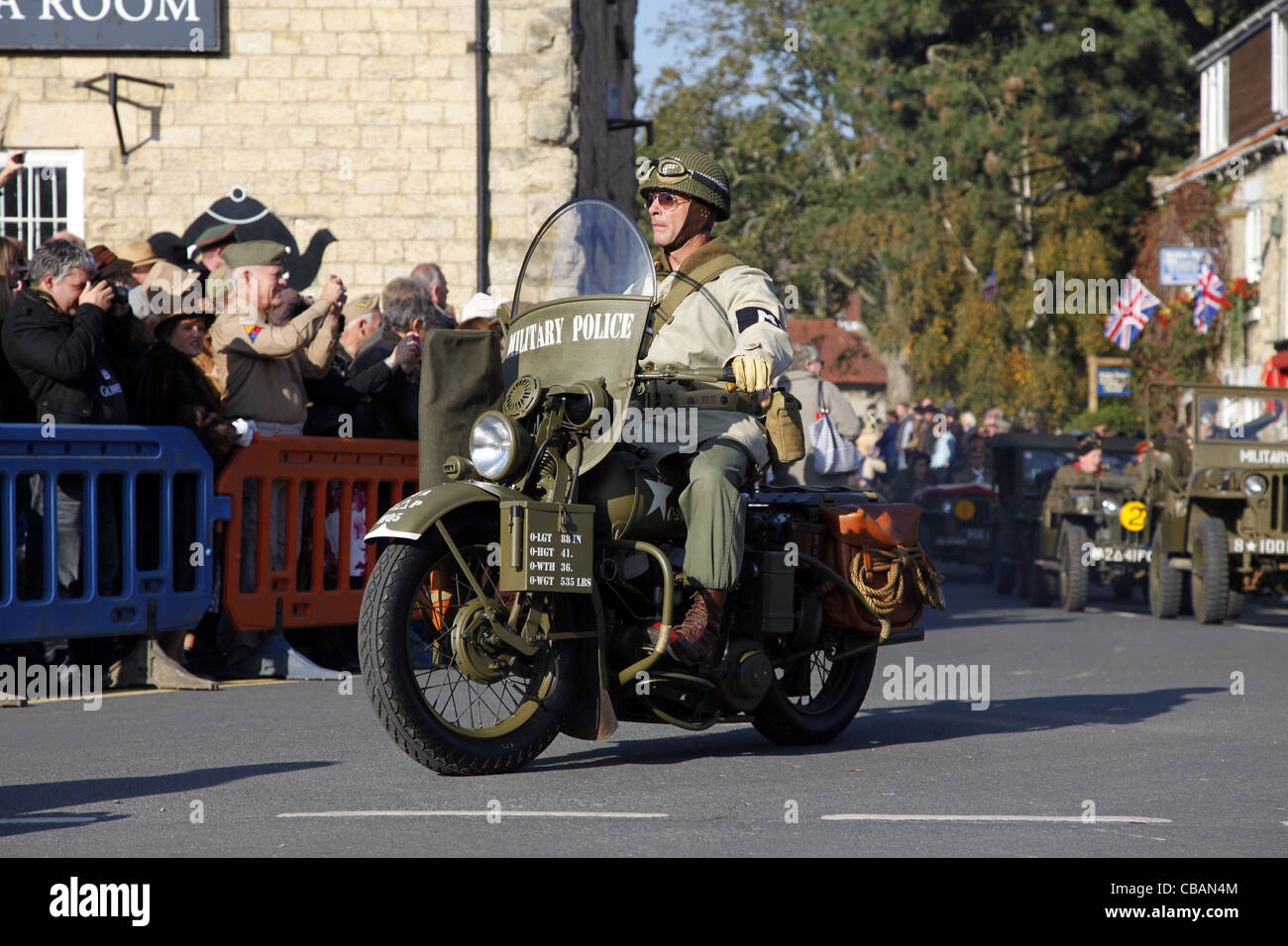 US MILITARY POLICE MOTORCYCLE PICKERING NORTH YORKSHIRE 15 October 2011 Stock Photo