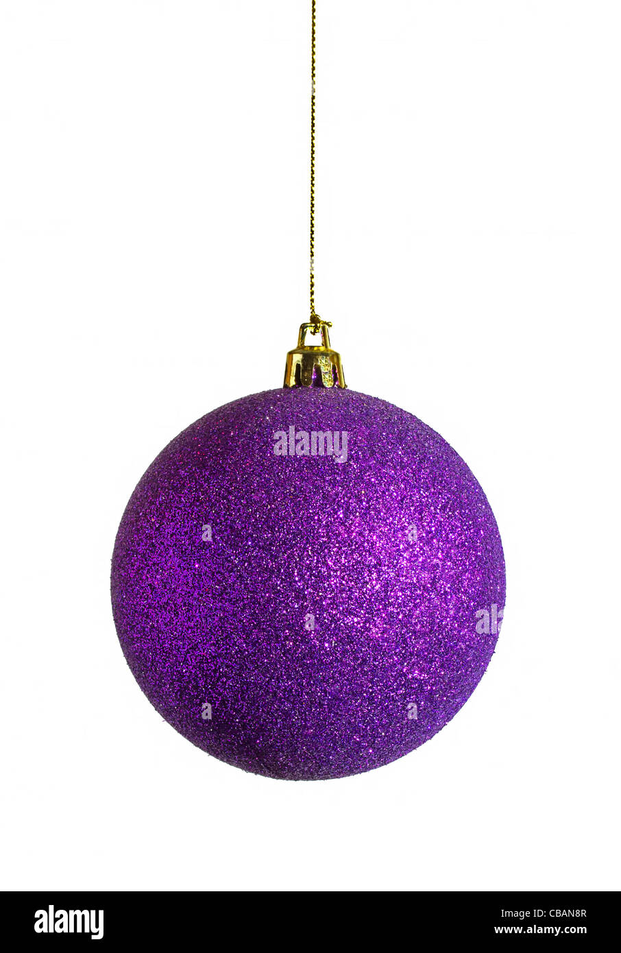 purple sparkly Christmas bauble Stock Photo