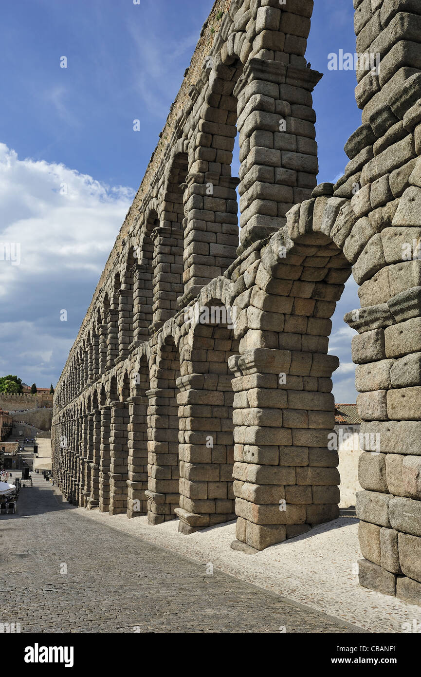 roman aqueduct in Segovia (Spain) Stock Photo