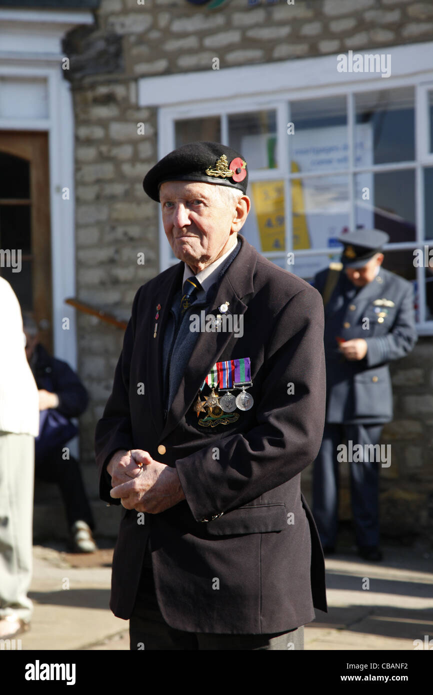 OLD MAN WEARING MEDALS PICKERING NORTH YORKSHIRE 15 October 2011 Stock Photo