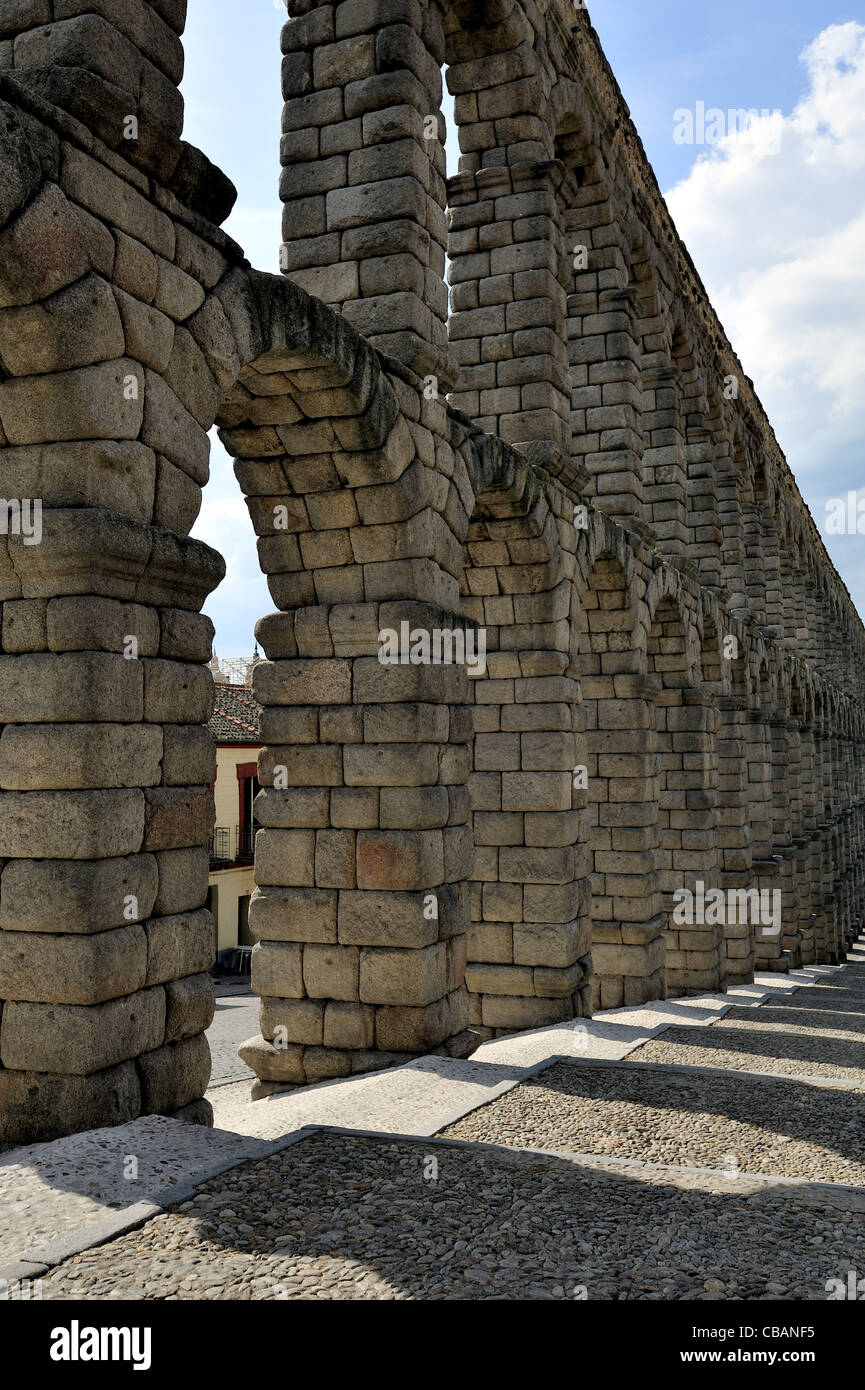 roman aqueduct in Segovia (Spain) Stock Photo