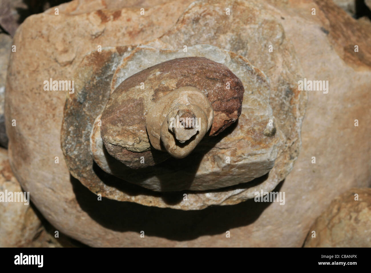 stacked rocks viewed from above Stock Photo