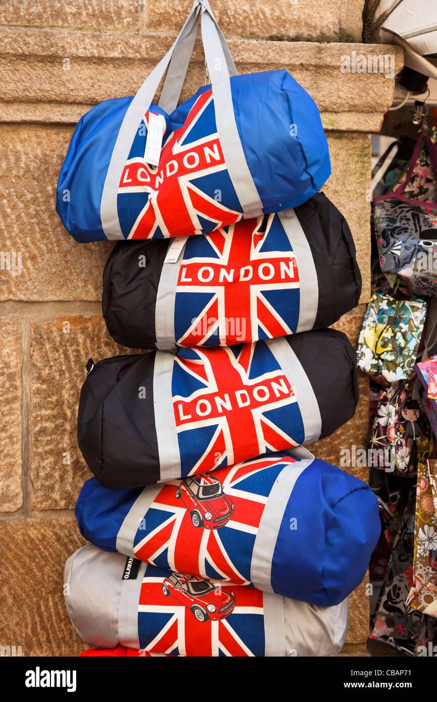 London tourist bags with Union Jack logo Stock Photo