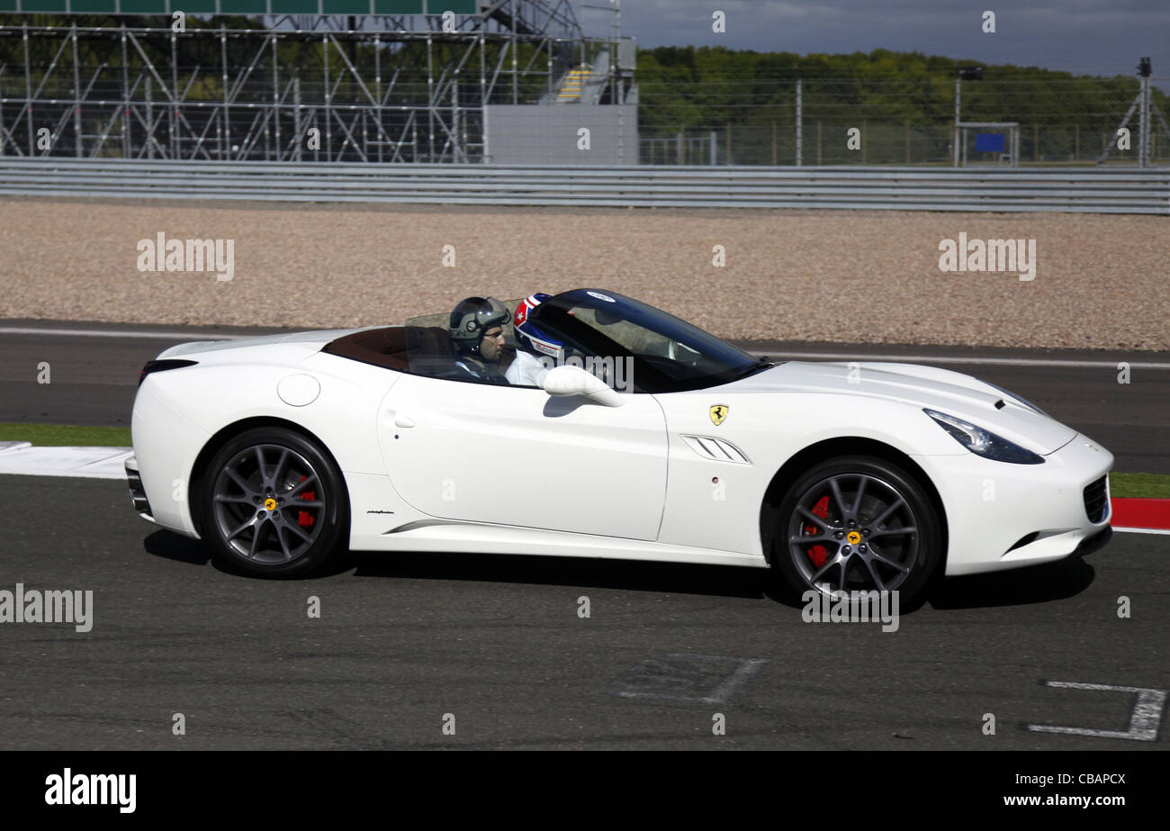 WHITE FERRARI CALIFORNIA CAR SILVERSTONE CIRCUIT ENGLAND 14 September 2011 Stock Photo