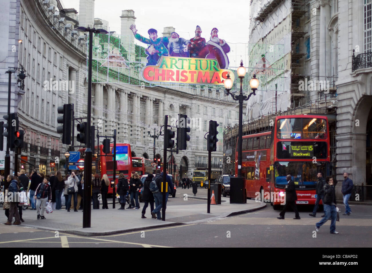 Piccadilly Circus Christmas decorations in London Stock Photo