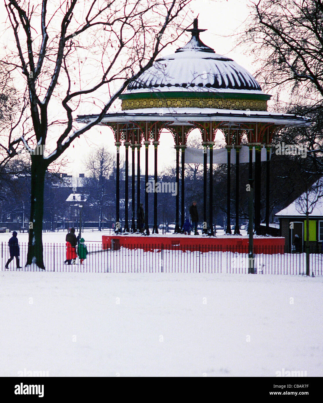 Clapham Common bandstand in snow Stock Photo - Alamy