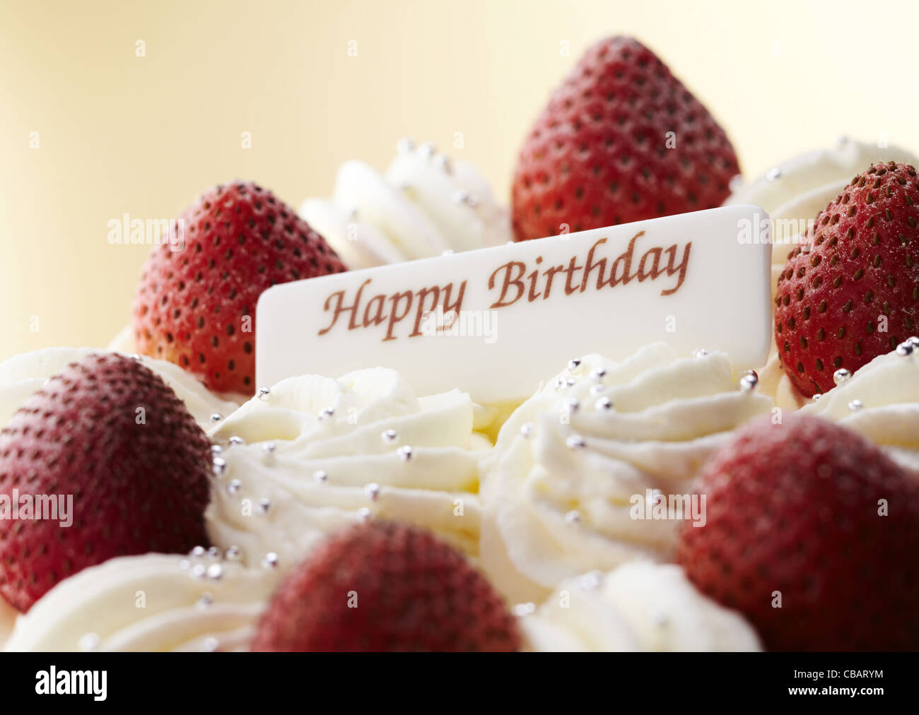 Strawberry birthday cake Stock Photo - Alamy