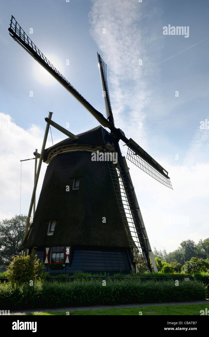 A converted windmill on the shore of the river Amstel near Amsterdam, Holland Stock Photo