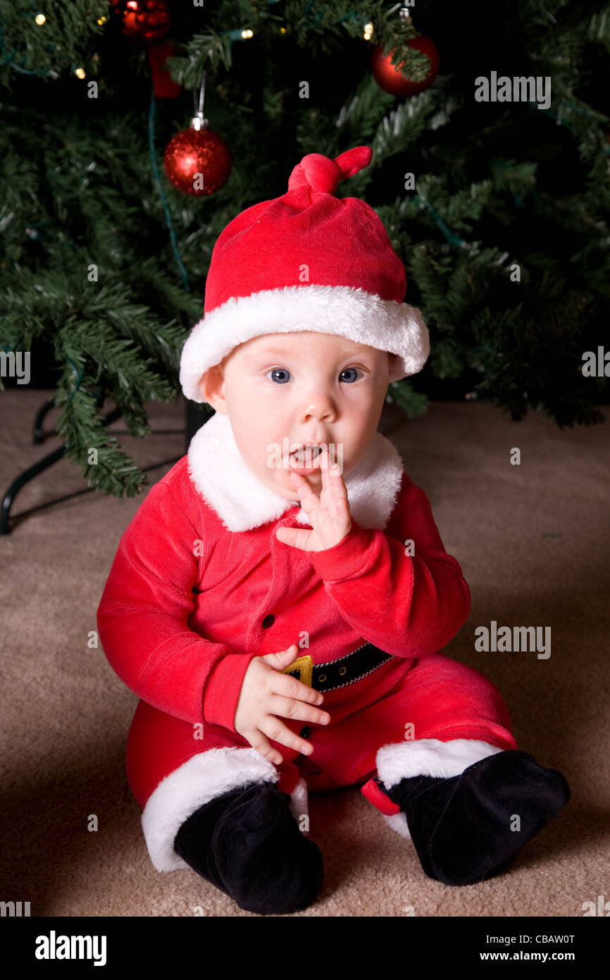 baby in santa costume Stock Photo Alamy