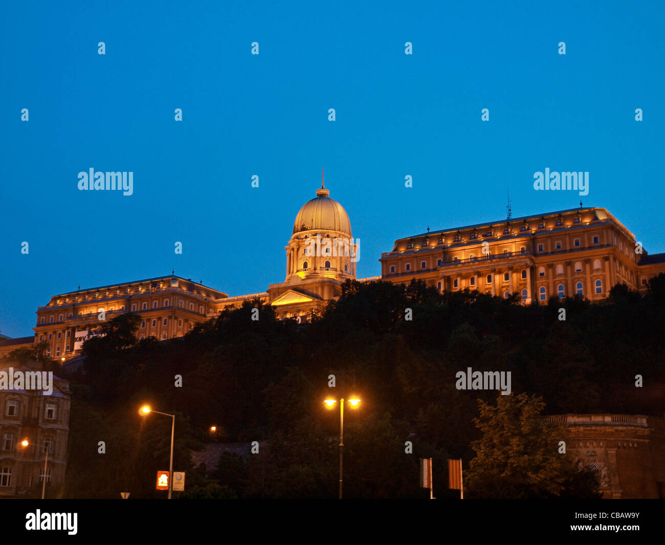 Royal Palace on Castle Hill at night. Budapest, Hungary Stock Photo