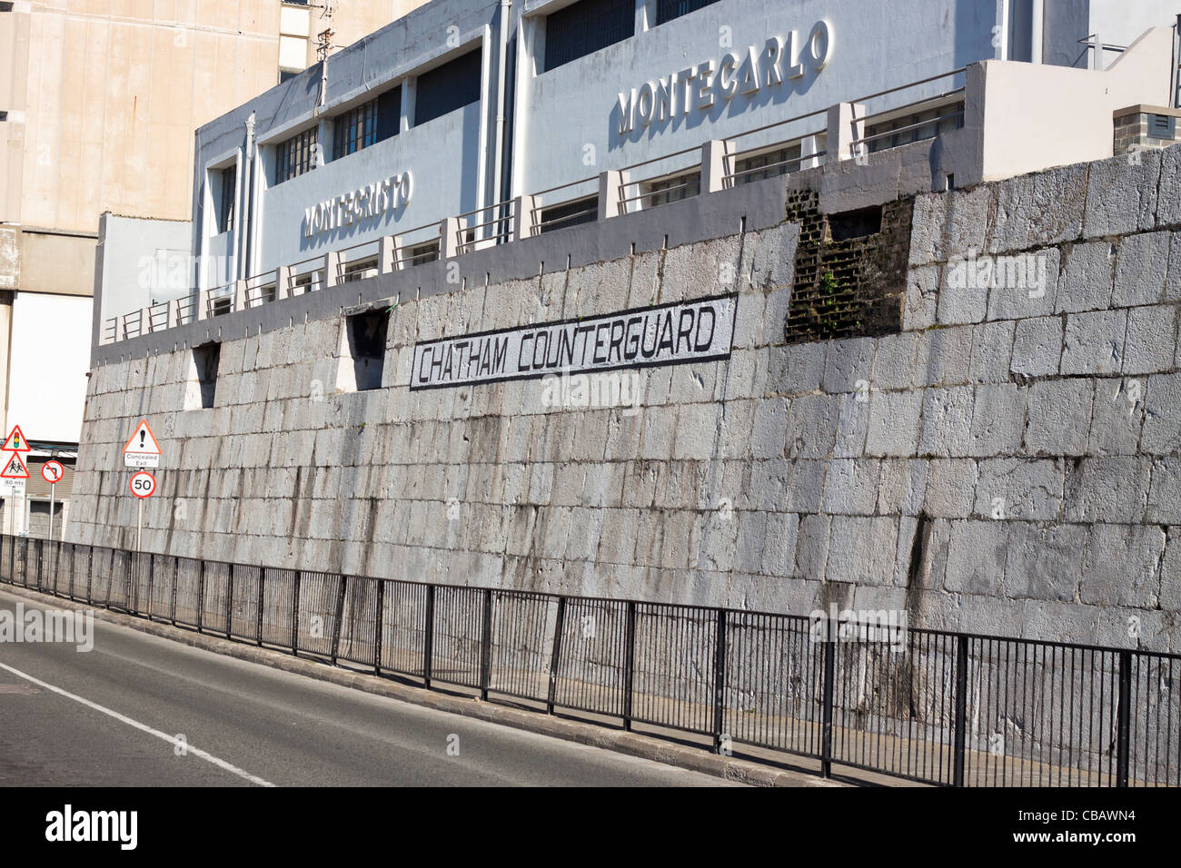 Urban area, detail of fortification in Gibraltar. Stock Photo